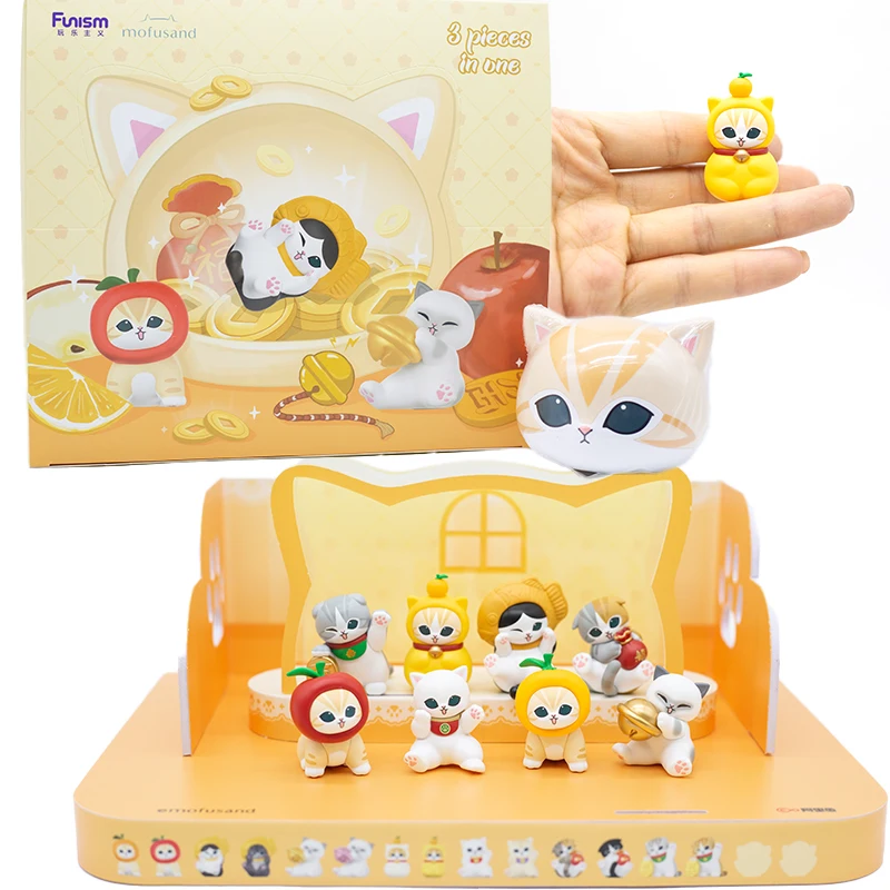 

Funism Genuine Cat Fortune Sandy Capsule Toys Lucky Cat Merchandise Cute Little Cat Head Bead Figurine Blind Box Per Box 3pcs