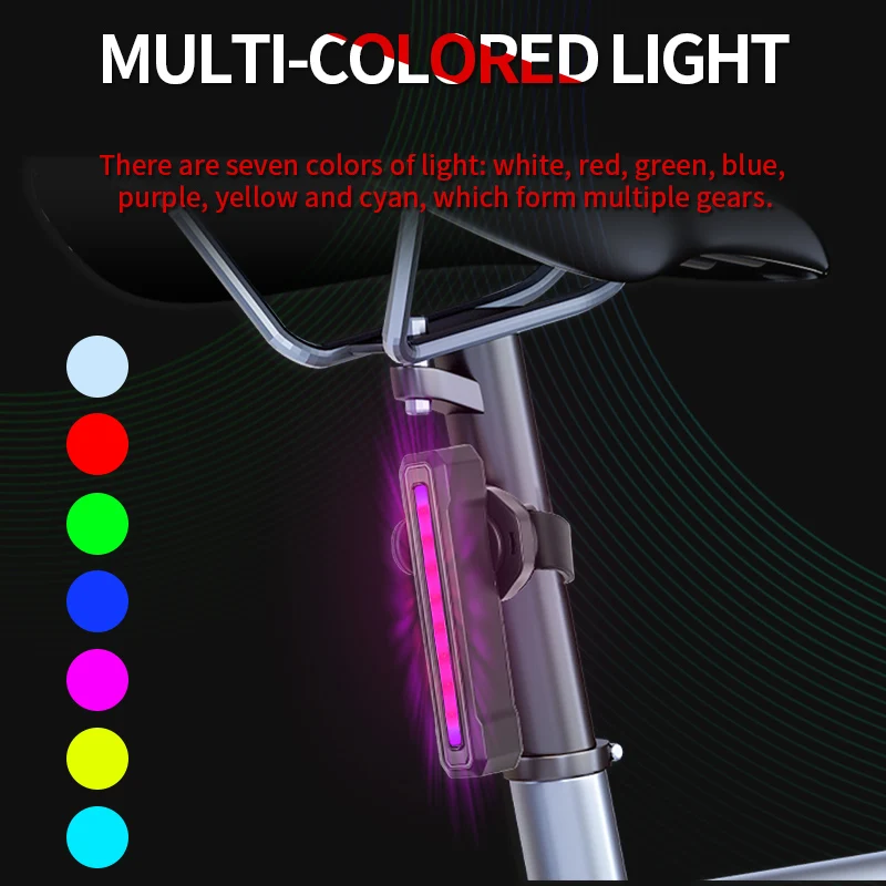 

Bicycle Taillight Riding Light RGB Colorful Running Water Intelligent Induction Brake Night Riding Taillight Riding Equipment