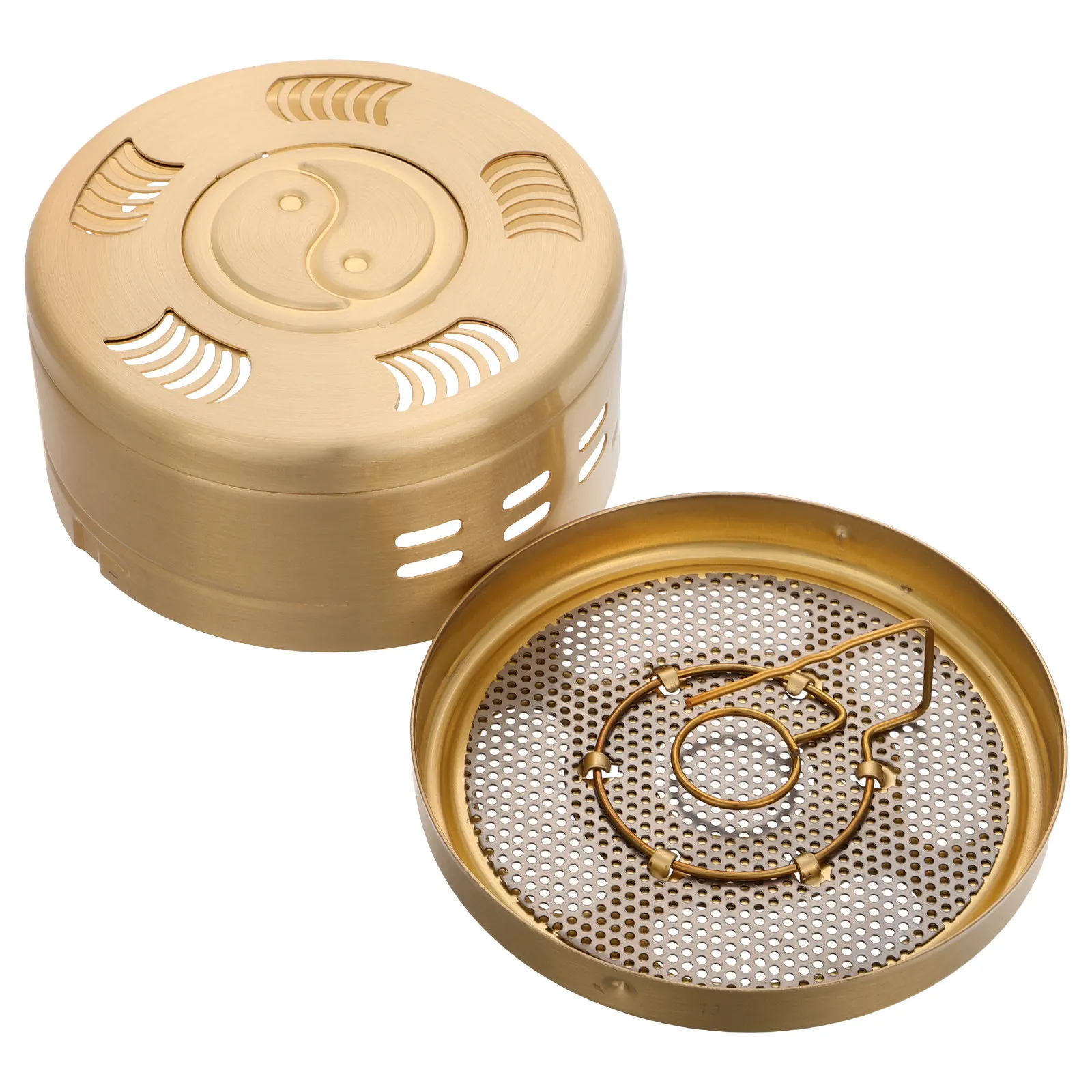 Copper Moxibustion Box Portable Smokeless Moxa Stick Burner Medium Size for Beginners and Professionals Optimal Heat Conduction