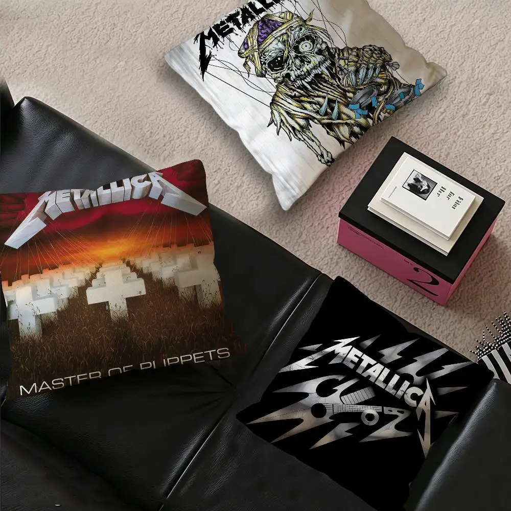 Heavy Band M-Metallica Pillow Covers Cartoon Sofa Decorative Home Double-sided Printing Short Plush Cute Cushion Cover