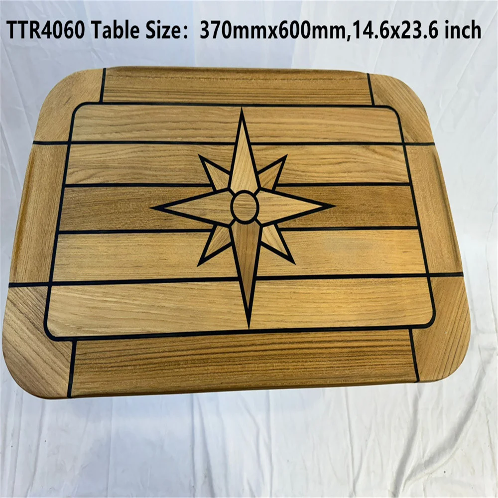 Rectangular Teak Table Top 370x600/510x750/510x860/585x690/580x900/510x1200/650x1500mm Star Inlay Round Corner Boat Marine ZS