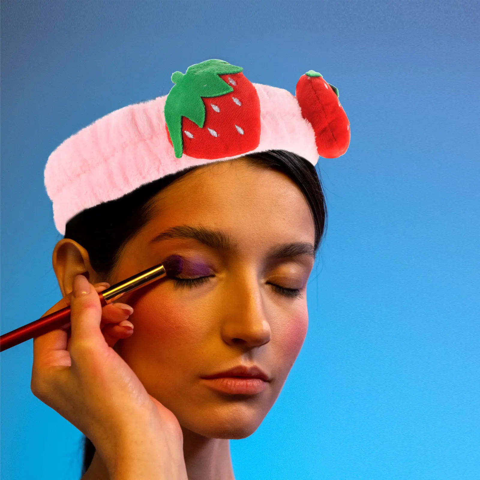 2Pcs Strawberry Face Washing Headbands Comfortable Elastic Makeup Hairbands Spa Facial Cleaning Hair Accessories for Women