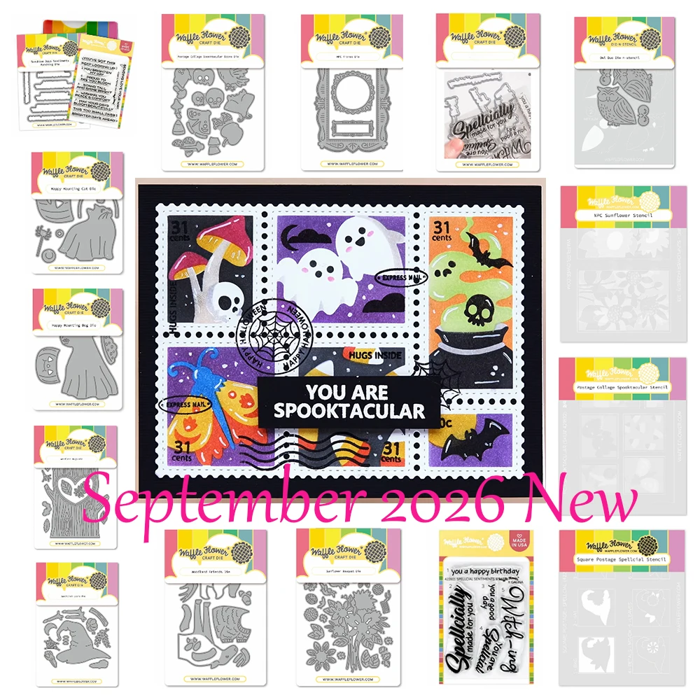 September 2026 New Waffle Flowers Happy Haunting Cat Metal Cutting Dies Stamp Stencil for Halloween DIY Scrapbook Cards Handmade