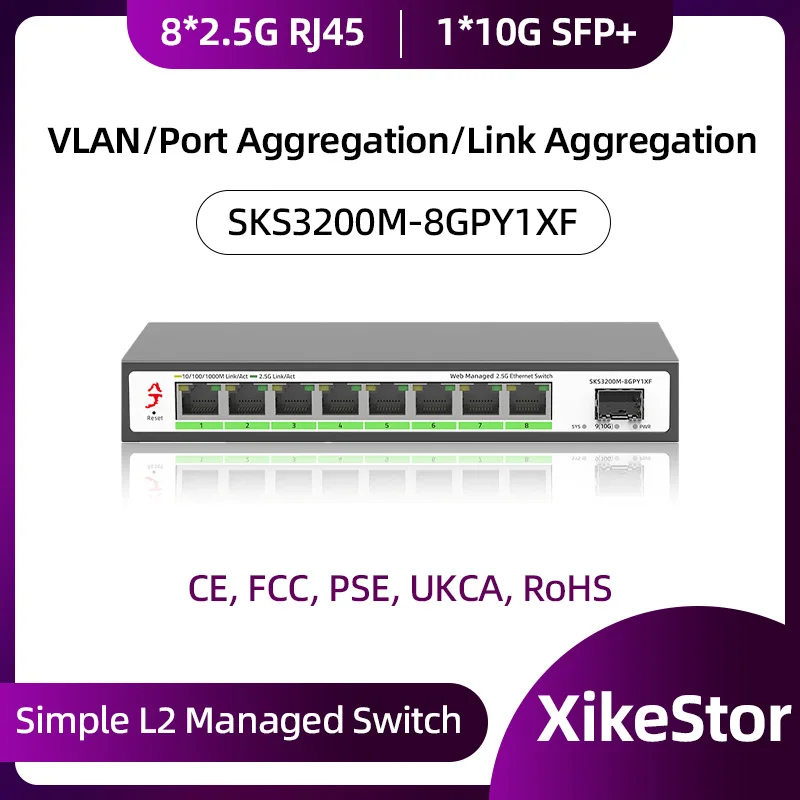 XikeStor 8-Port Multi-Gigabit 2.5Gbps Ethernet Network Easy Smart Managed Home Plug and Play