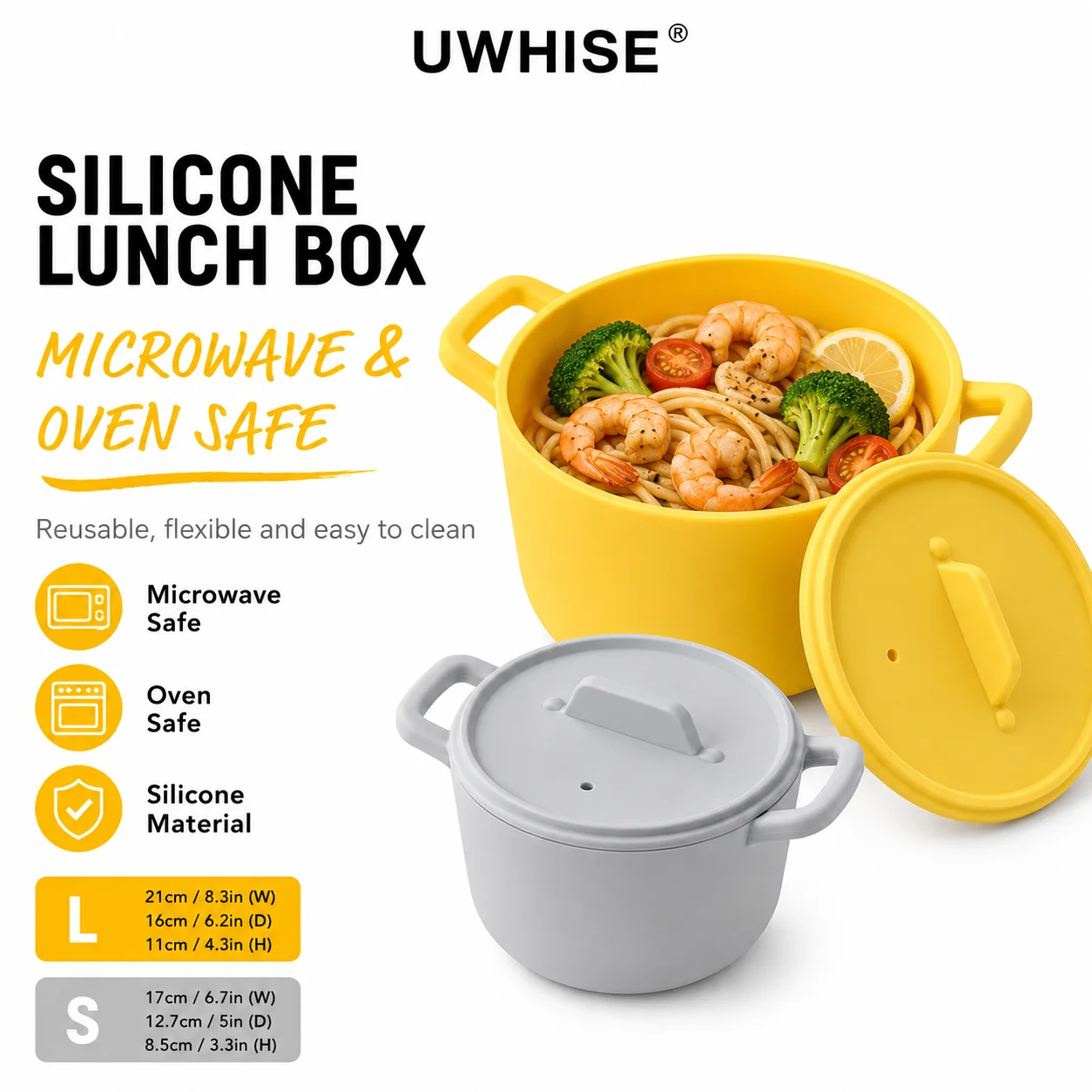 Meal Prep Noodles - Uwhise Silicone Lunch Box Microwave Noodle