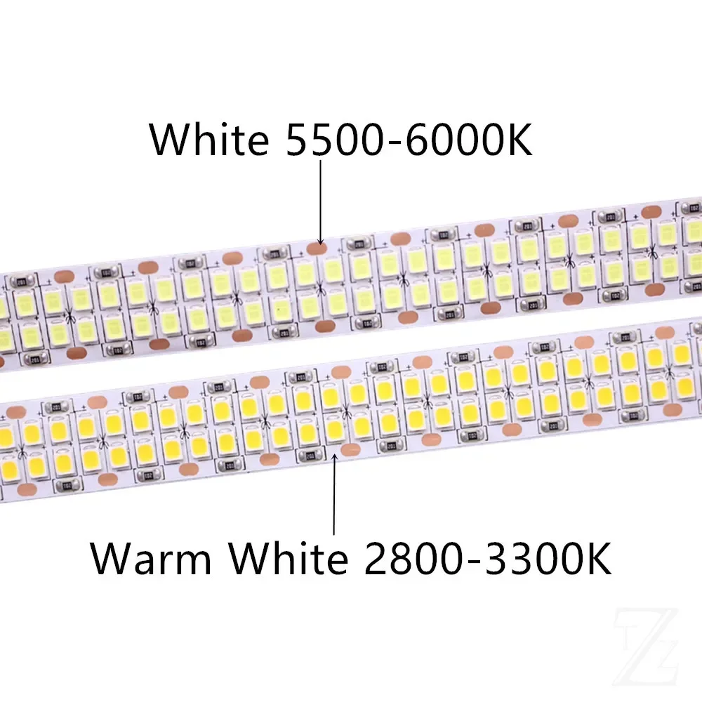 240 leds/m 480 leds/m 12V 24V 2835 taśma LED light dwurzędowe IP20 5 m/rolka taśma LED biały/ciepły biały 1200LED/5m 2400leds/5M