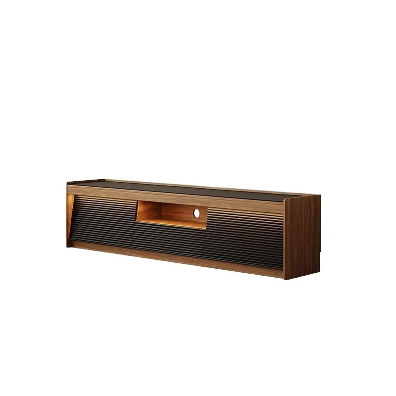 

TV cabinet abinet Solid wood walnut medium and antique coffee table combination Advanced video cabinet Rock slab TV cabinet