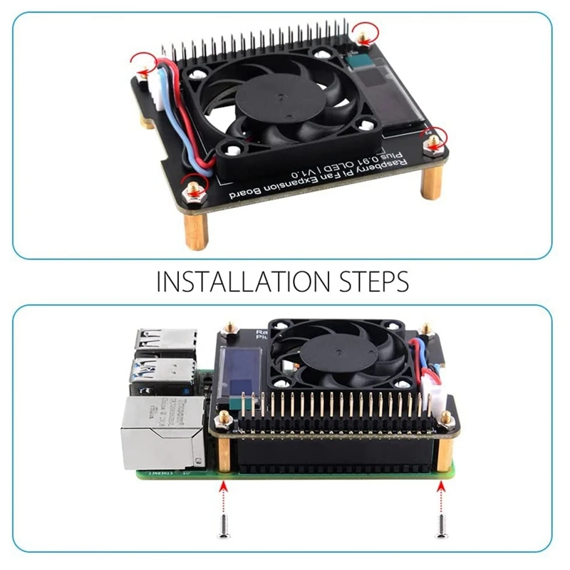 Крышка вентилятора для Raspberry Pi 4 Model B, для Raspberry Pi PWM, плата расширения GPIO с OLED-дисплеем 0,91 дюйма