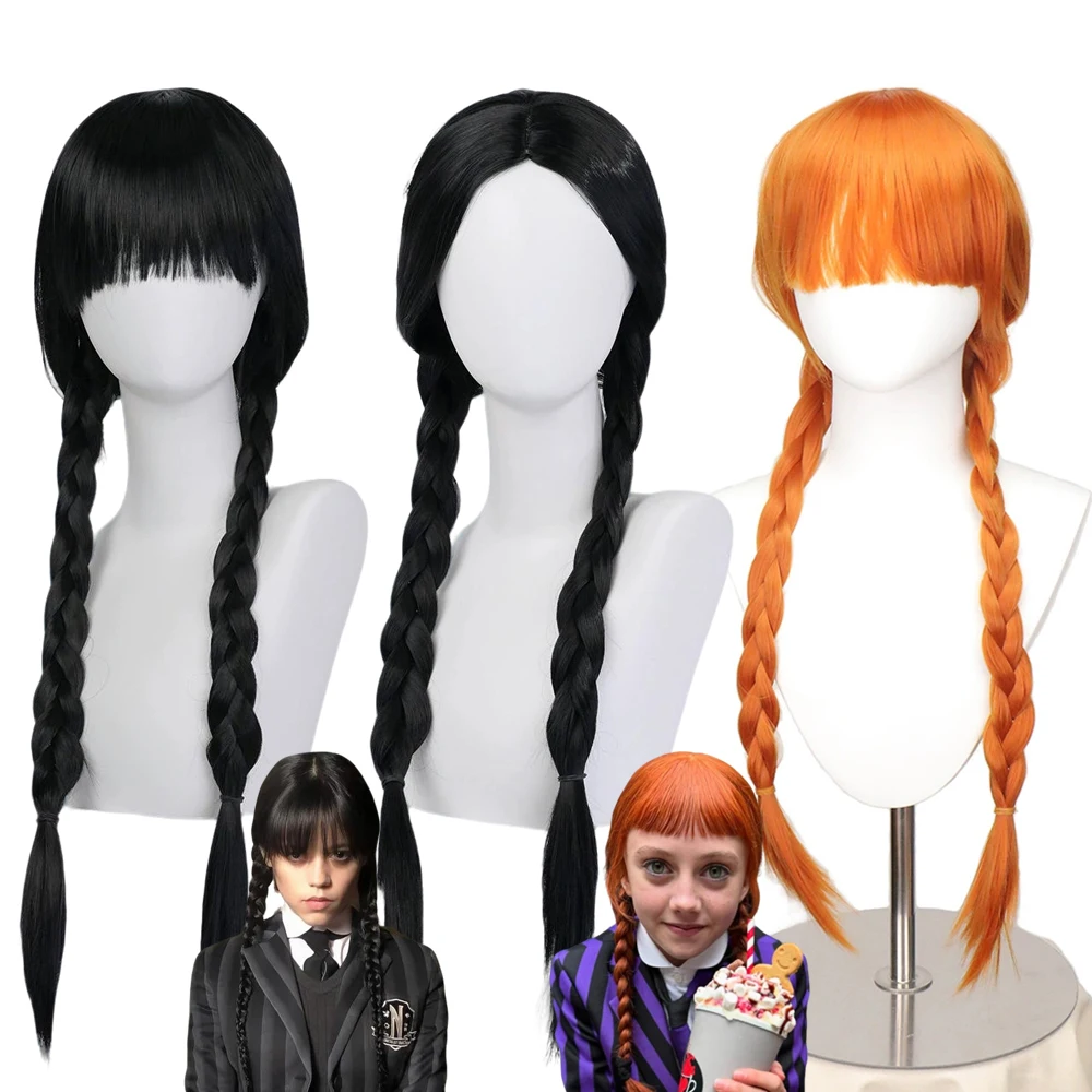 New TV Wednesday Agnes Demille Cosplay Wig Women Braided Long Hair Heat Resistant Synthetic Wig Halloween Party Prop