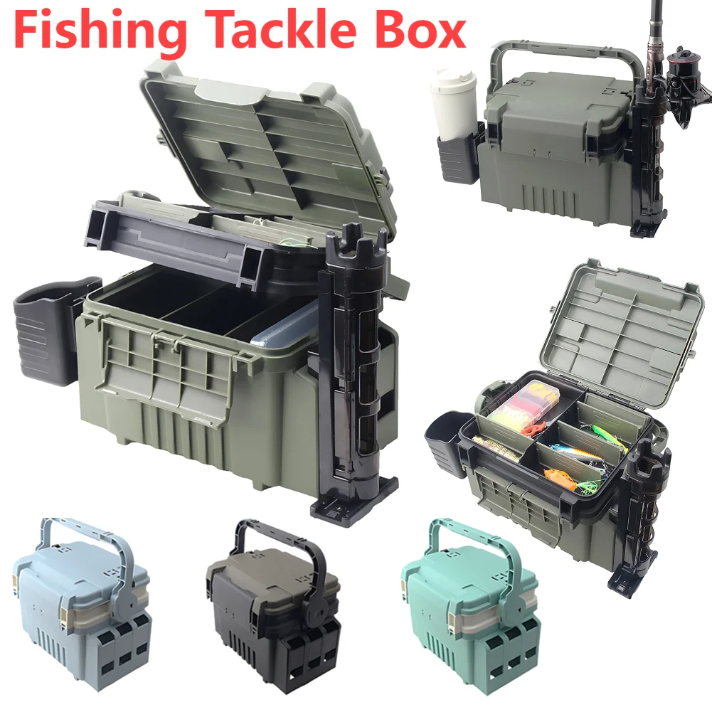 

Fishing Lure Box Multifunctional Lure Bait Storage Box Large Capacity Lightweight Seatable Rod Insert Slot Fishing Accessories