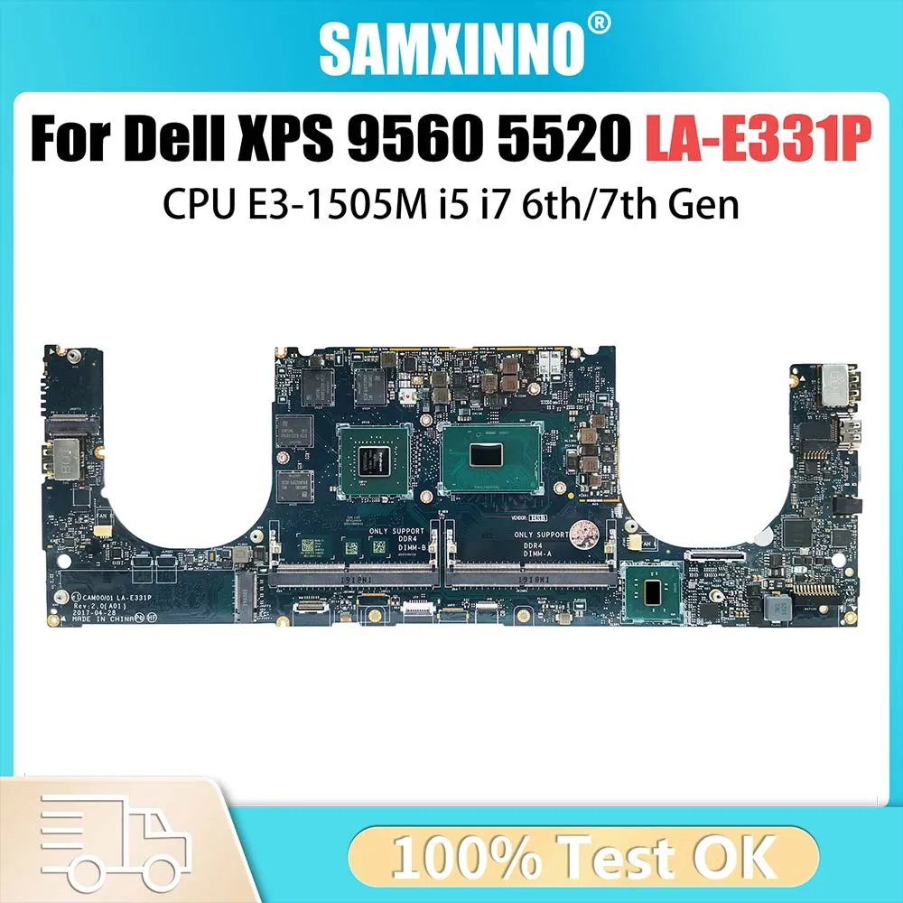 LA-E331P Mainboard For Dell 5520 9560 Notebook 0YH90J 0GDXD5 0HW7C4 0V90XP 03YC22 Laptop Motherboard E3-1505M i5 i7 6/7th