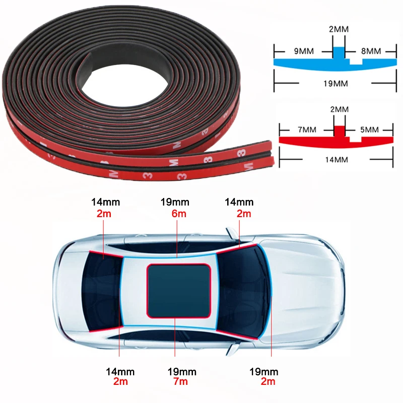 Car Rubber Seal Strips Auto Seal Protector Sticker Window Edge Windshield Roof Rubber Sealing Strip Noise Insulation Accessories