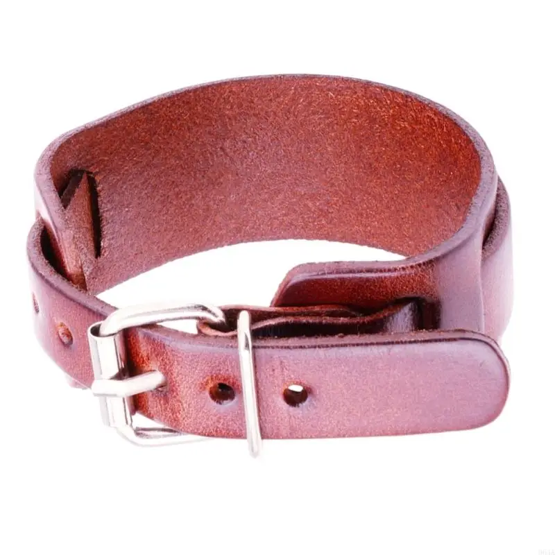 سوار معصم جلدي على طراز فاسق بطبقة مزدوجة بإبزيم قابل للتعديل للرجال والنساء 964A #5