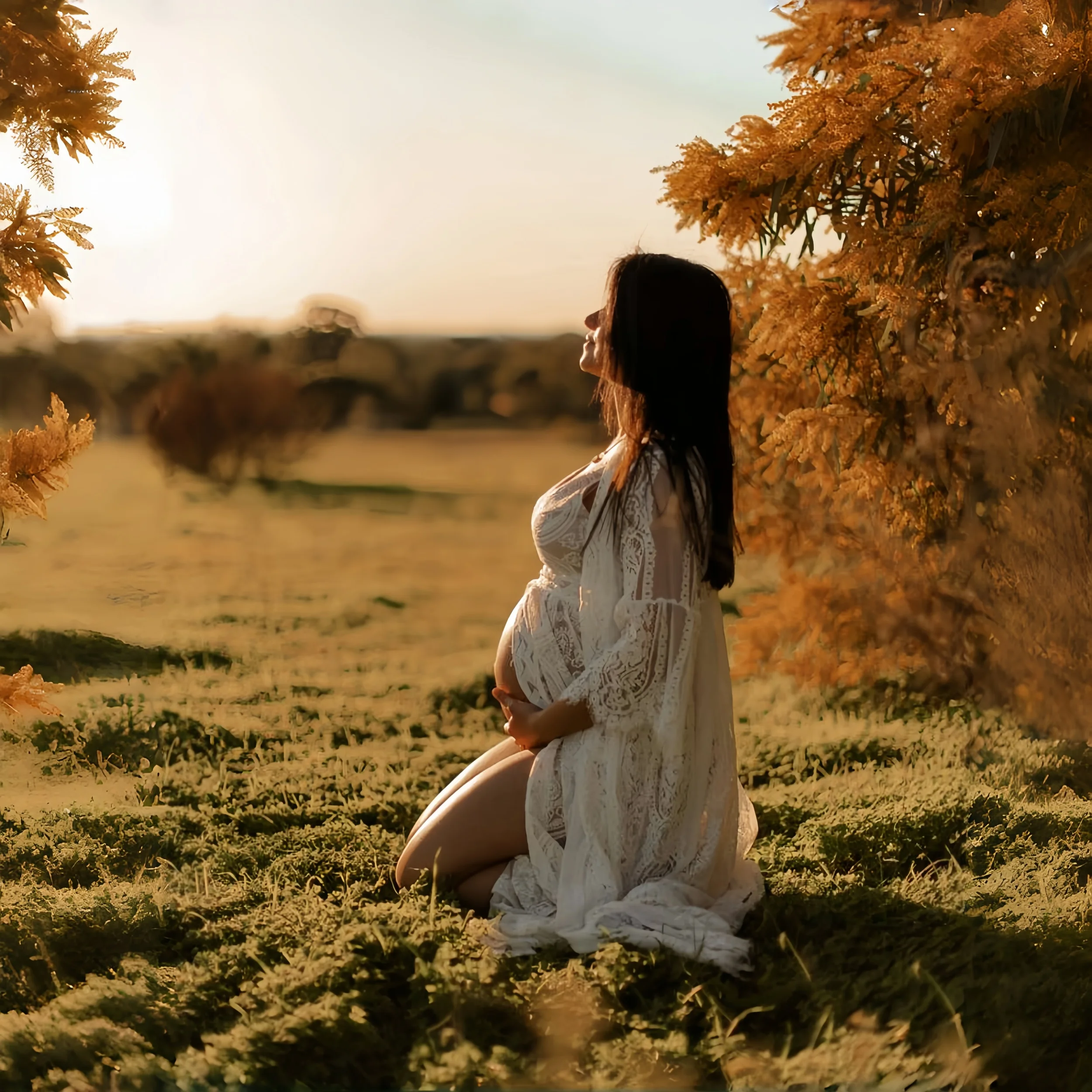 2025 Summer Maternity Lace Beach Dress Eyelashes Lace Pregnant Woman Photoshoot Long Dresses Cardigan