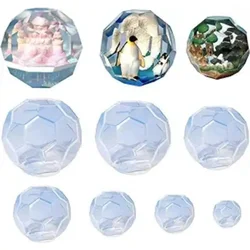 7pcs Hexagonal Faceted Sphere Resin Molds, Large Clear 3D Polyhedron Sphere Silicone Molds for Epoxy Resin, 7 Sizes Geometry Sil