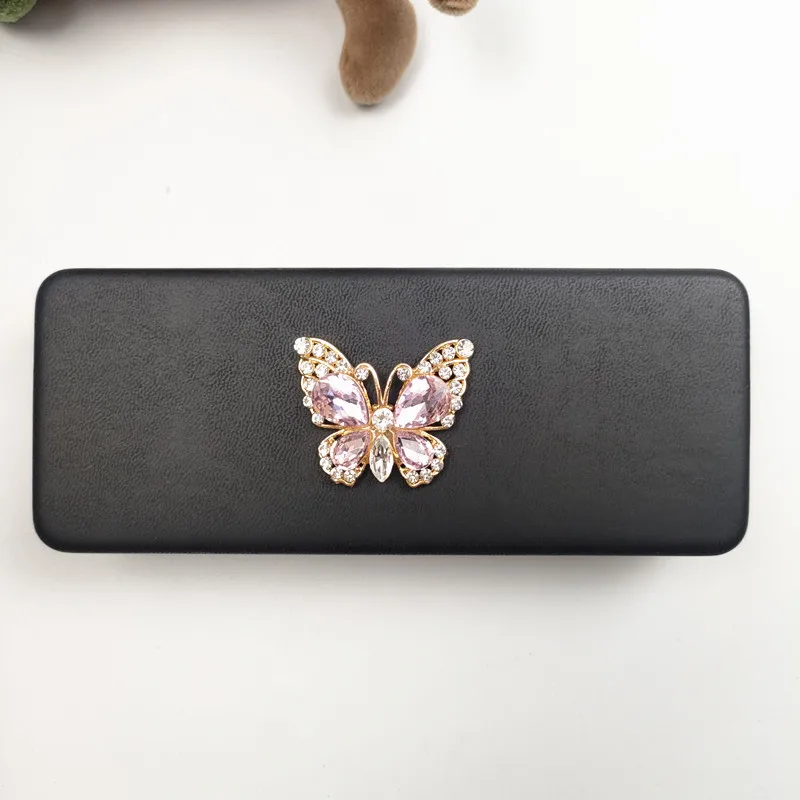 

Women's PU Leather Hard Eyeglasses Case Butterfly Pattern Spectacle Box Anti-Press Sunglasses Storage Girl Gift B3