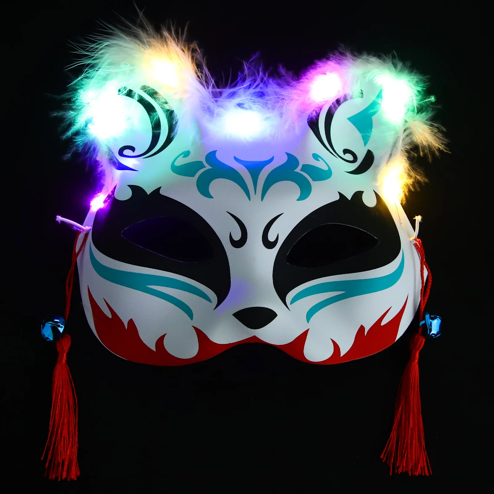 

Luminous Fox Mask Half Face Cosplay Masquerade Party Prop Reusable LED Glow Decorative Adult Women Halloween Festival
