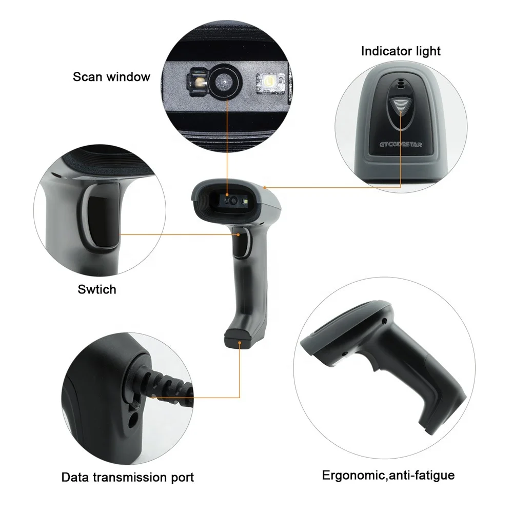 GTCODESTAR X-1901C Barcode Scanner Portable Scan Handheld POS CCD Barcode Wireless 2.4G Scanner Bar Code Reader with Stand