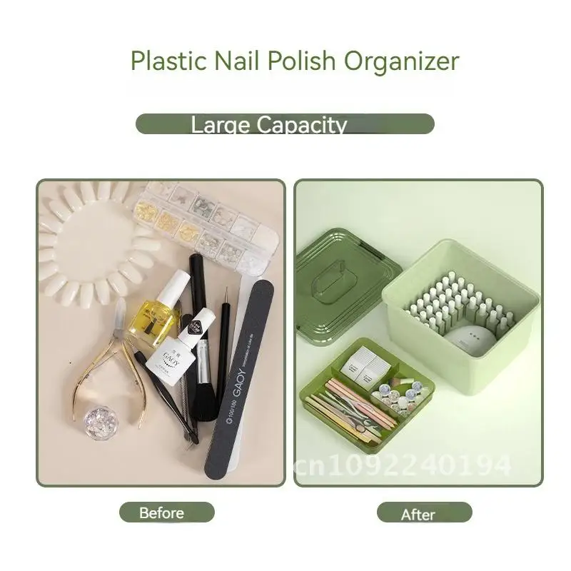 Nouvelles couches d'outils pour ongles, 2 boîtes portables de rangement de grande capacité, accessoires de manucure, boîte de vernis, organisateur anti-poussière en plastique pour ongles