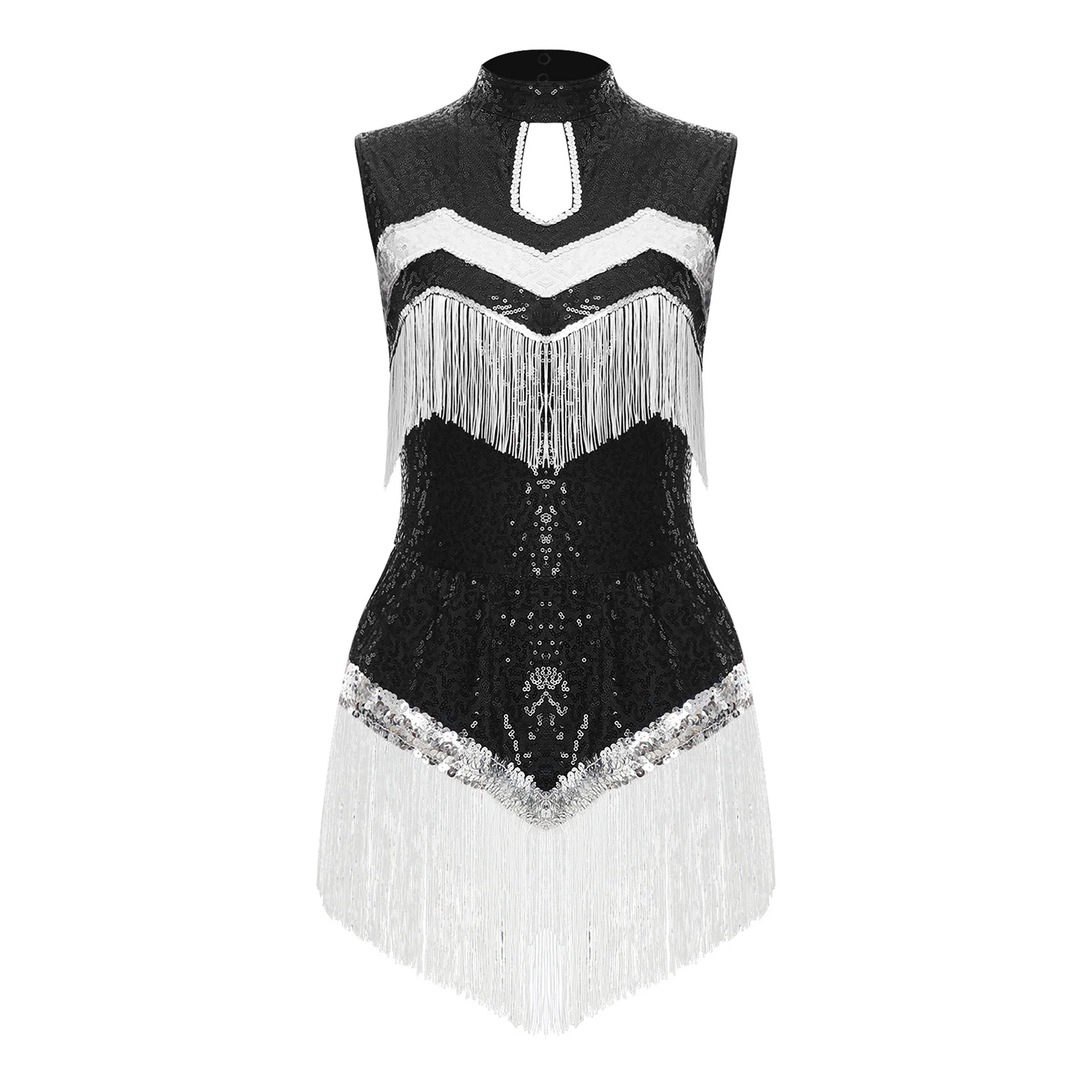 여성용 민소매 라틴 탱고 댄스 드레스, 스팽글 레오타드, 태슬 스커트, 체조, 재즈, 볼룸, 룸바, 살사 댄스 드레스