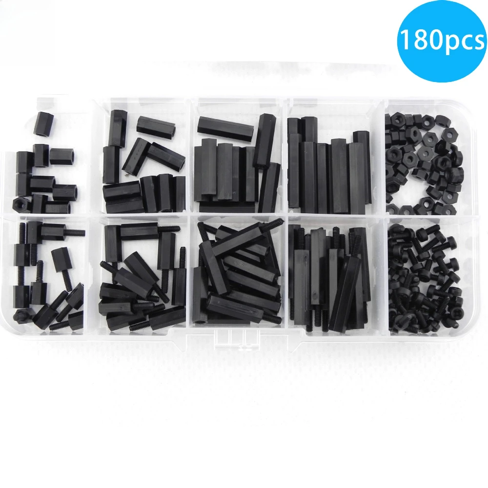 

M2 Black Nylon Hexagonal Single/double Way Screw Nut Hex Standoff Spacer Pillar Mount Thread Hexagon Fixed Bolt Spacing Screws