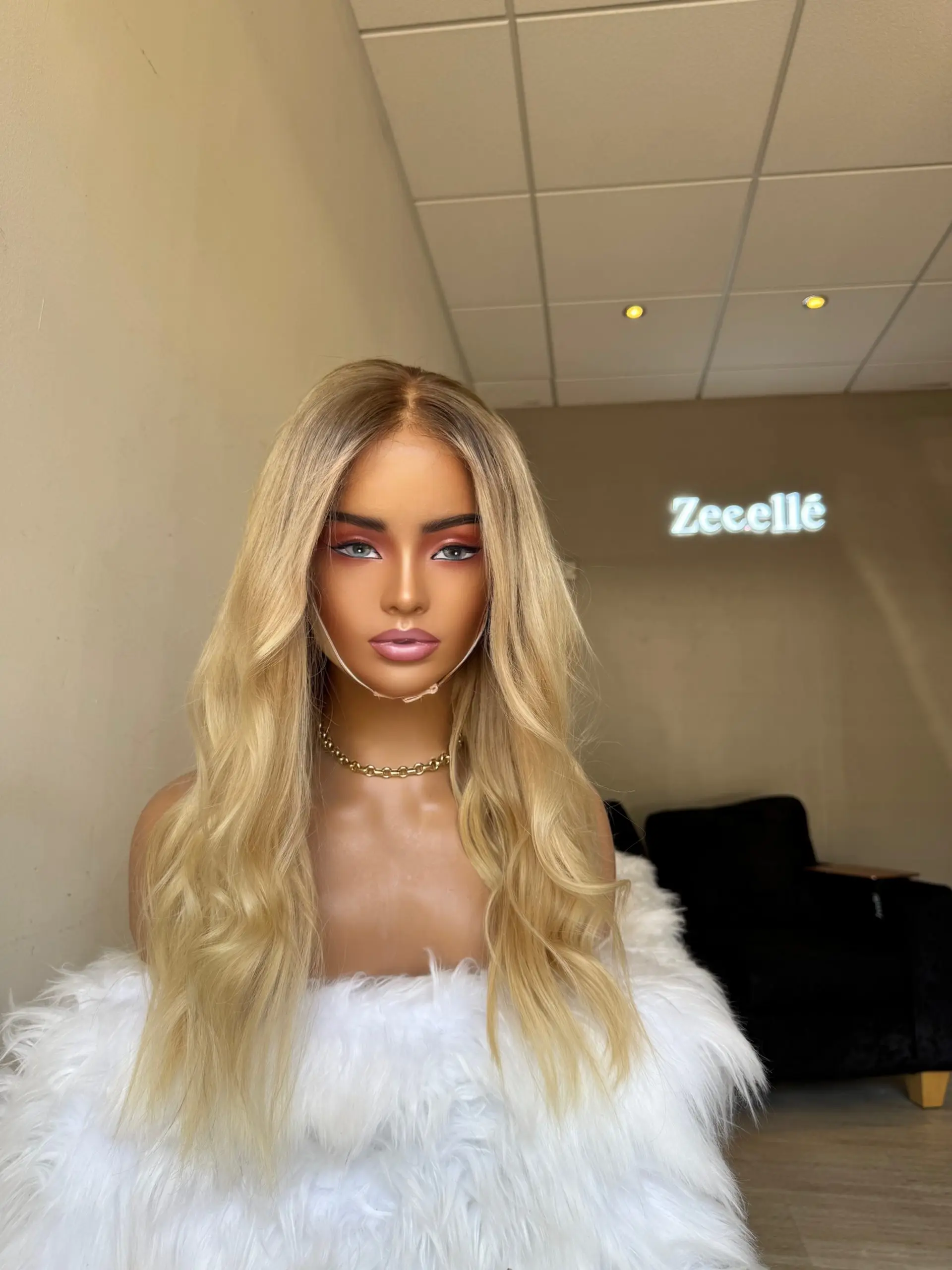 Golden Blonde Shadow Roots Synthetic Lace Frontal Wigs Loose Deep Wave Glueless Daily Party Cosplay Wigs Small Large Cap Size