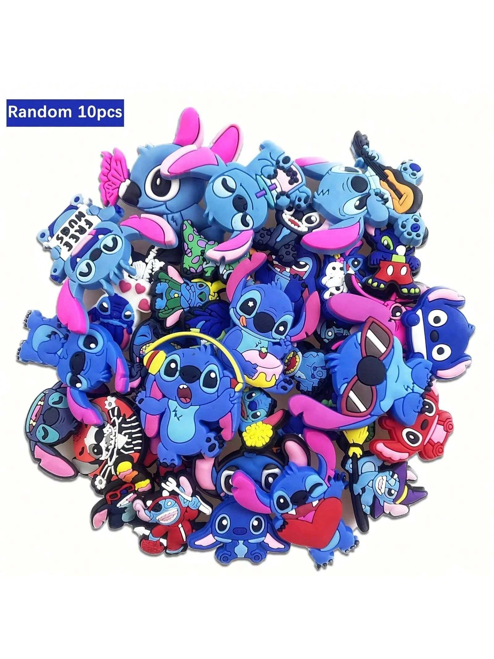 Mesuca Little Monster Random 10pcs Shoe Decoration Charms for Bubble Slides Sandals, PVC Shoe Decorations Beach Bag Accessories Gift Idea for Birthday Christmas Valentine's Day Halloween Party Favors