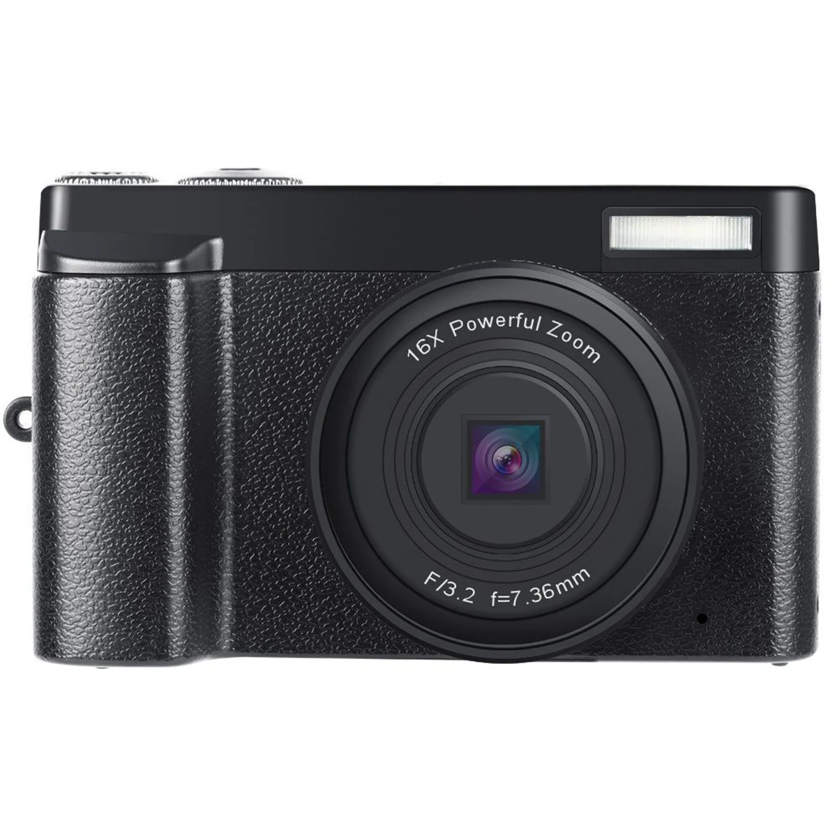 Digital camera with 48 MP, HD 1080p, 16x Zoom, flip screen black