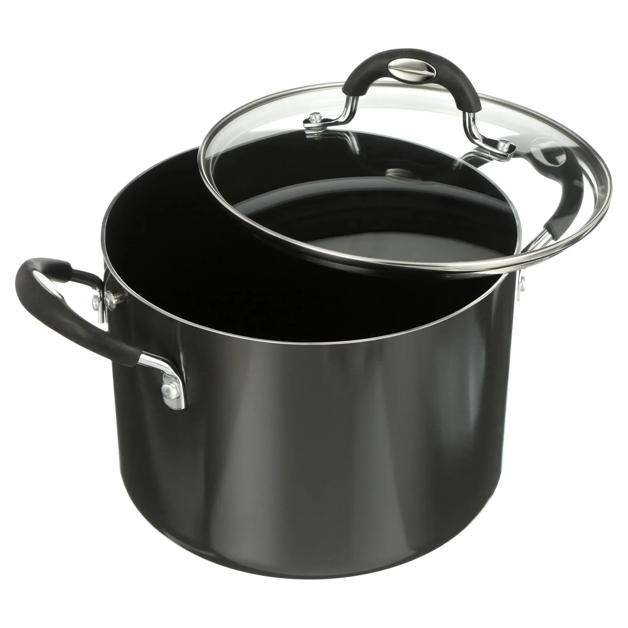 

6QT Charcoal Gray Pasta Pot with Lock & Drain, Non-Stick Stockpot with Colander for Boiling, Steaming & Cooking, Dishwasher Safe
