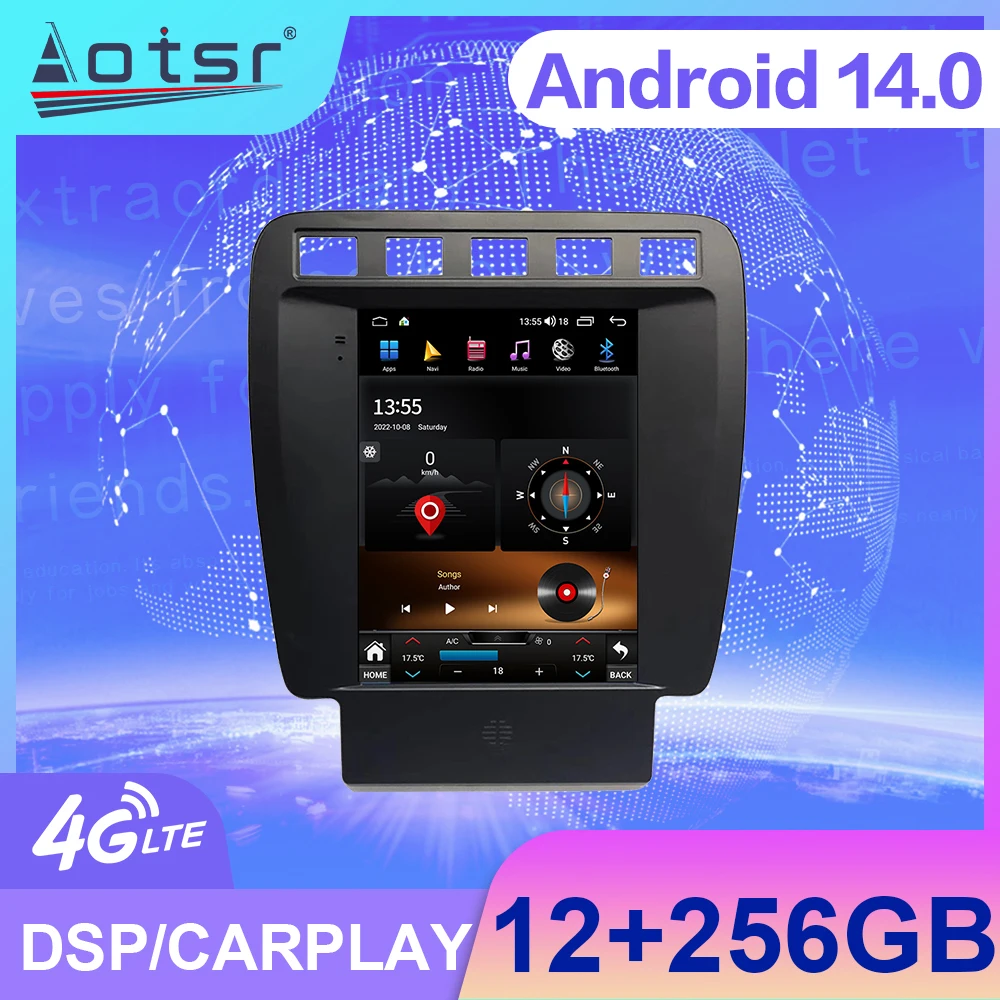10.4 Inch HD Touch Screen Android 14 Car Radio with CarPlay DSP For Porsche Cayenne 2006-2009 GPS Navigation Multimedia Stereo