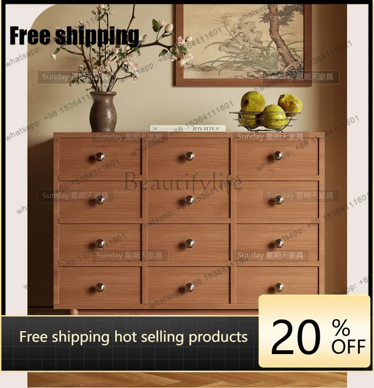 Factory Direct Medieval Multi-drawer Chest Wood Color Simple Entrance Cabinet
