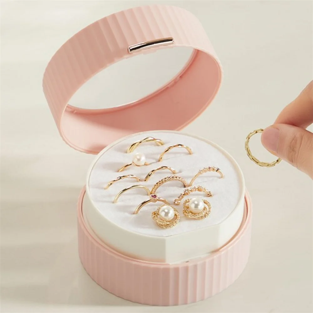 Portable Jewelry Storage Box Fashion Mini Travel Organizer Double-layer Earrings Necklace Ring Display Storage Box Gifts