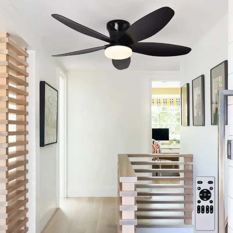 5-blade Ceiling fan lamp LED lamp three color modes adjustable brightness remote control six-speed wind 2/4-hour timer