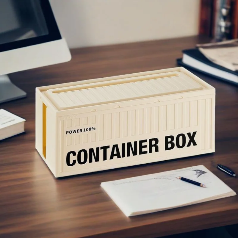 1Pcs Desktop Organizer Stationery Storage Wire Box Dustproof Socket Storage Unique Container Storage Box