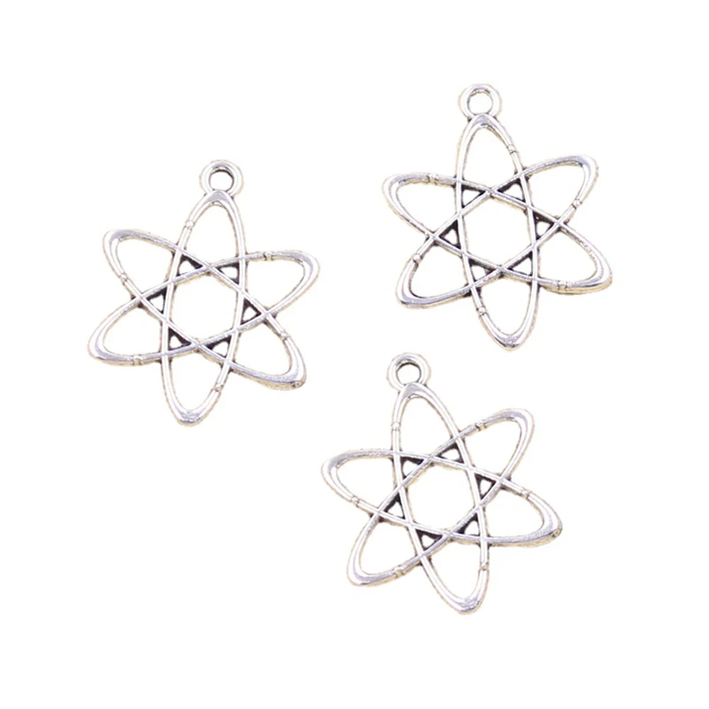 12 szt. Uroków nauki Diagram atomowy 25x20mm antyczne srebrne wisiorki wykonane ręcznie robioną tybetańską biżuterię