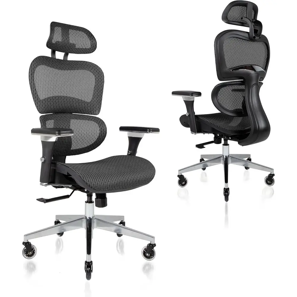 

Ergonomic Mesh Office Chair with Lumbar Support, Adjustable Armrests, and Wheels (Black)