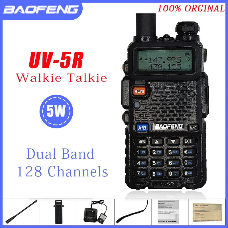 BAOFENG UV-5R Walkie Talkie UV5R Plus Portable Two Way Radios 5W Dual Band CB Ham Radio Transceiver 10KM Hunting Intercom