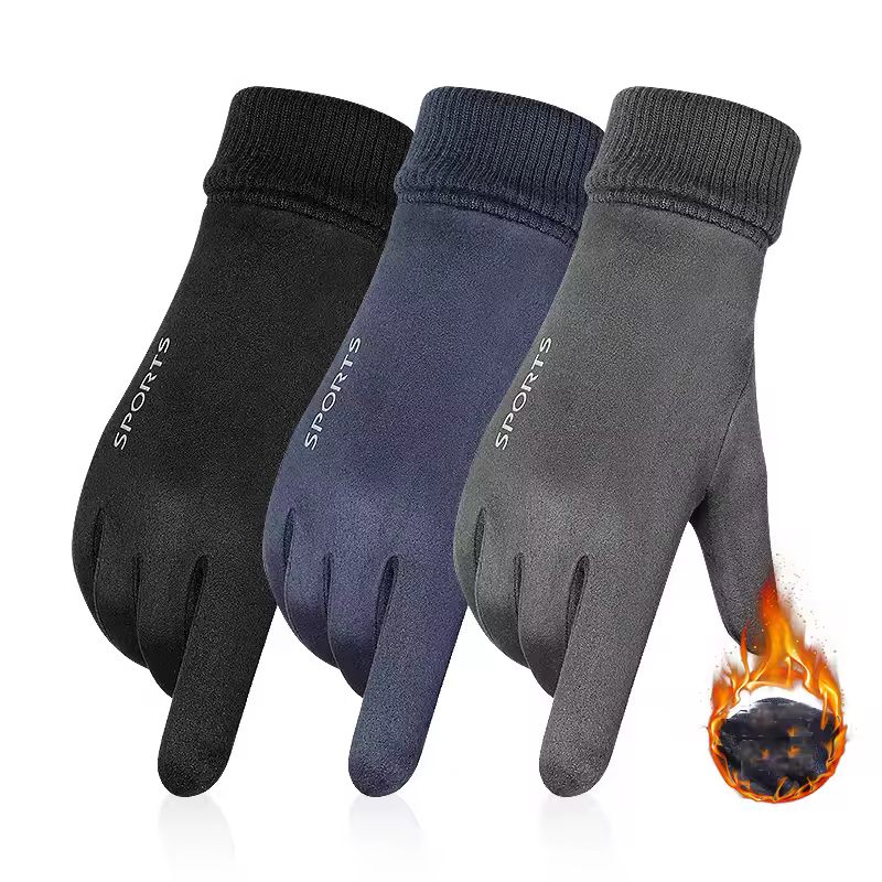 Deerskin Warm Gloves for Men Women Winter Touch Screen Snow Soft Fleece Sports Elastic Motorcyclist Gloves Cycling Skiing Suede