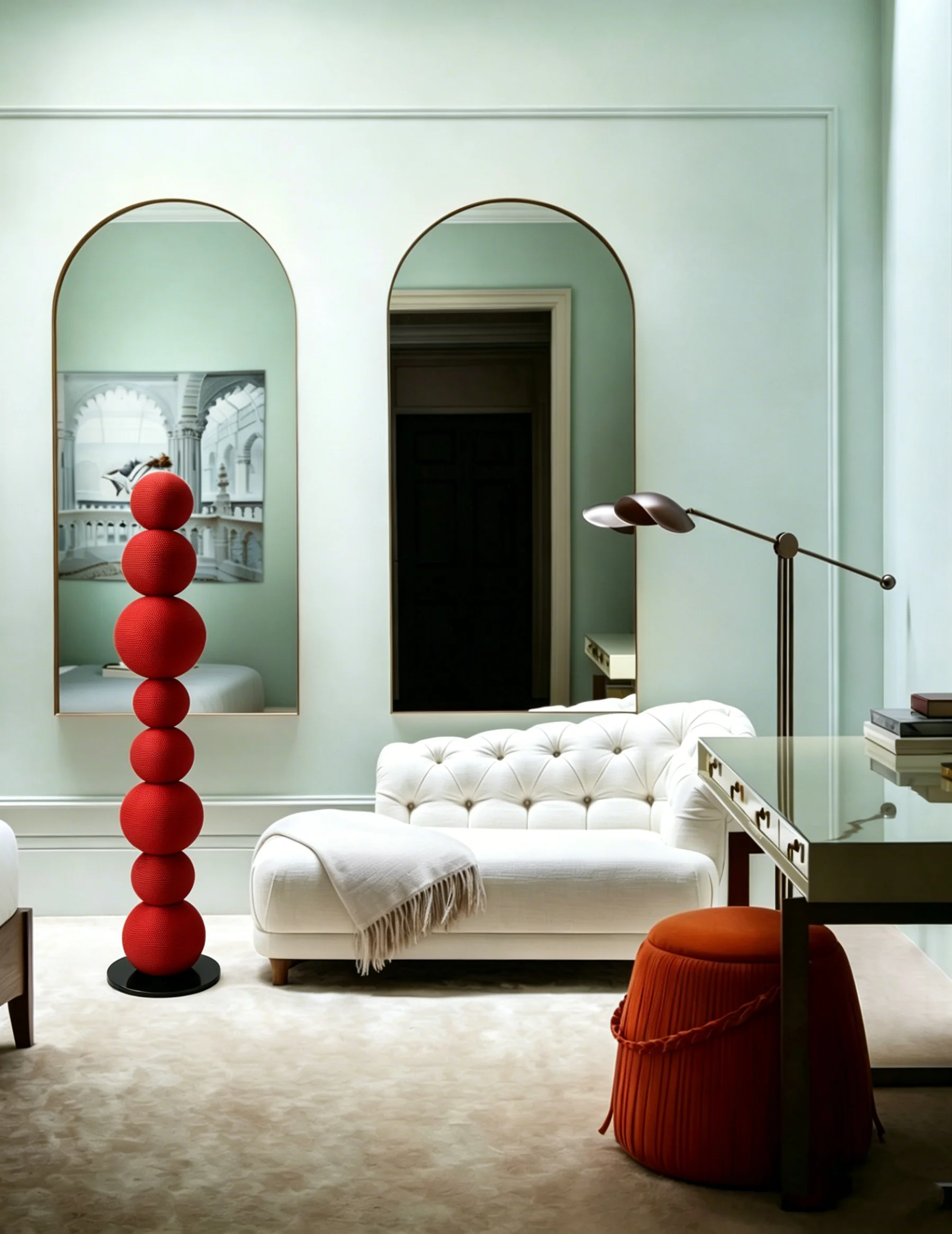 Modern Original Designer Exclusive Stacked Sphere Macrame Floor Sculpture for Designer Showhouse & Art Gallery Space