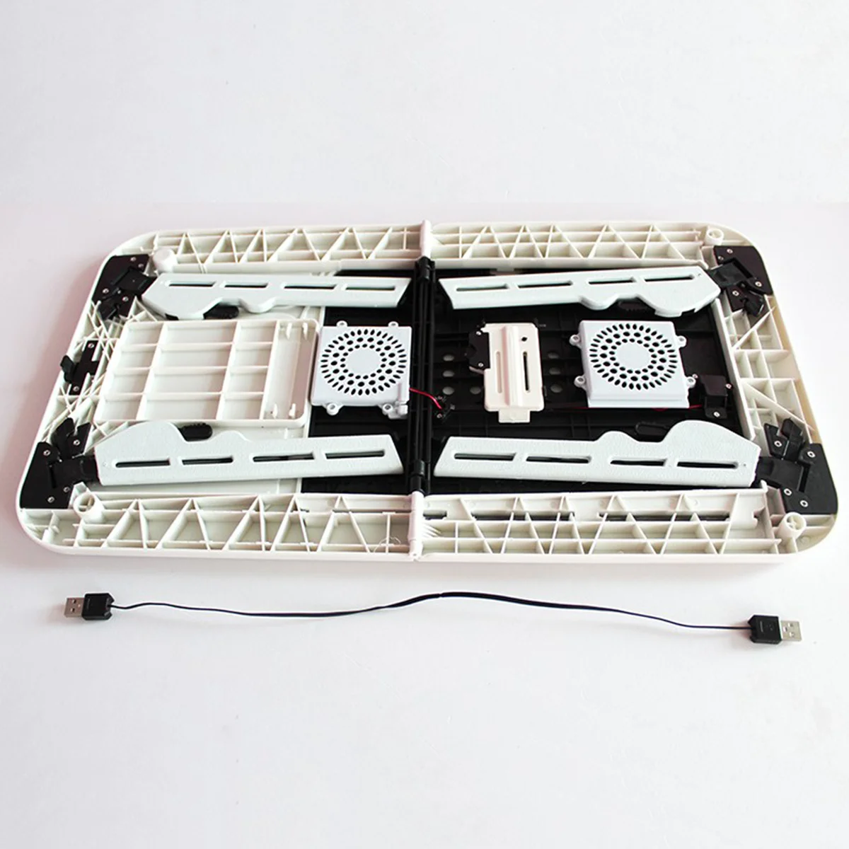 طوي طاولة كمبيوتر محمول صينية مكتب أسود أبيض قابل للتعديل ارتفاع زاوية مروحة التبريد عدم الانزلاق الساقين الماوس منصة مراوح مزدوجة برودة