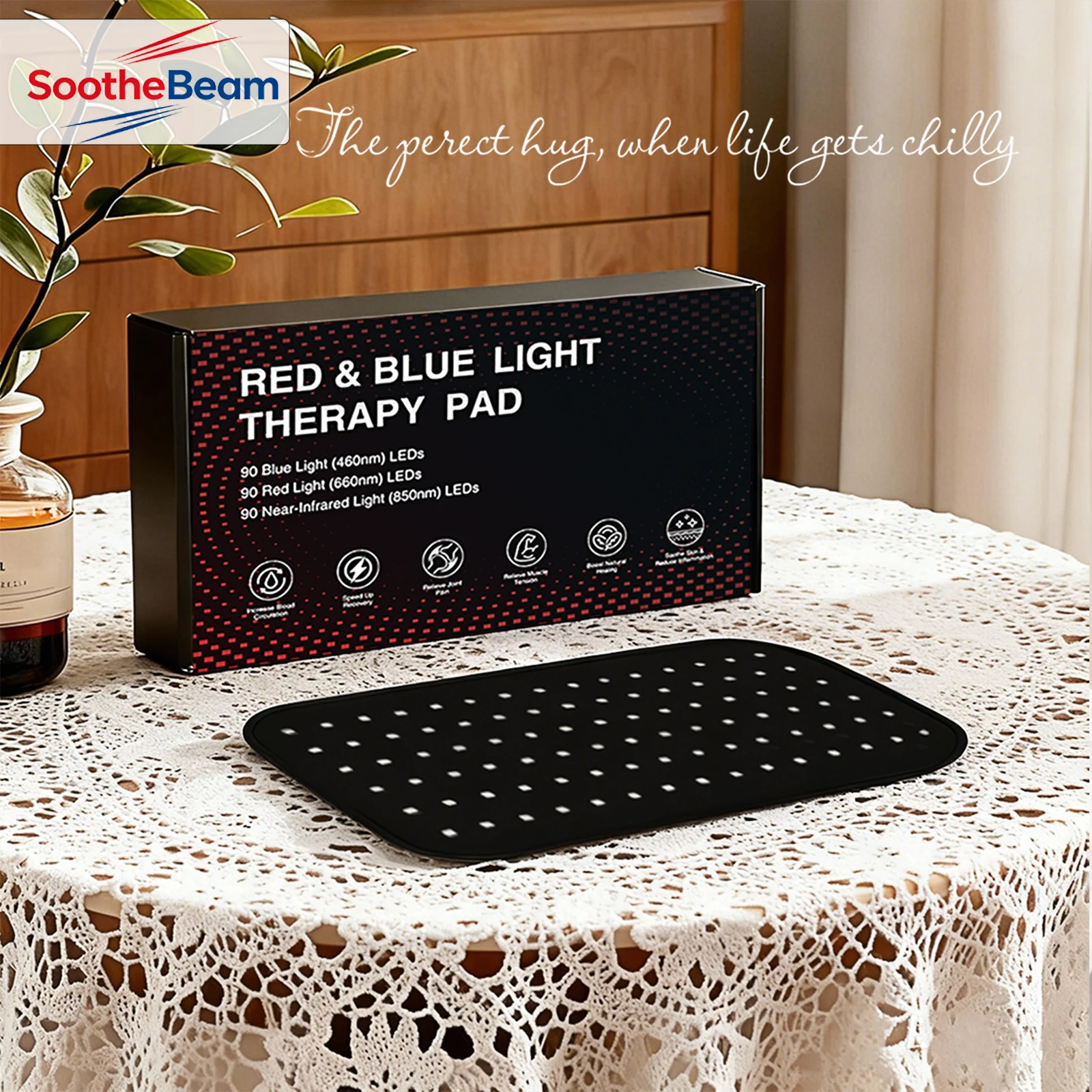 

LED Infrared Red Light Heating Massage Belt Portable Lumbar Support Pad for Waist Back Muscle Soreness Relief