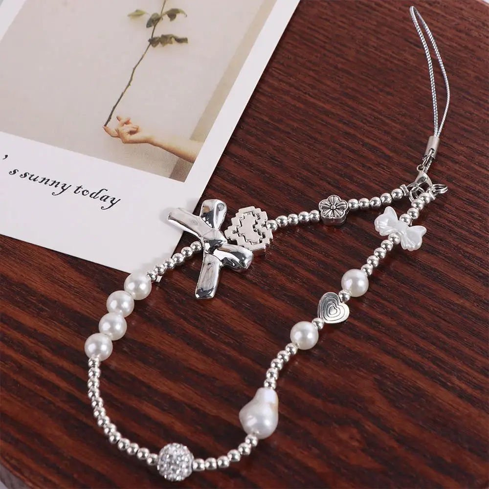Resin Heart Mobile Phone Chain Anti-lost Bag Charms Bow Phone Case Pendant Beaded Trinket Y2K Mobile Phone Charms