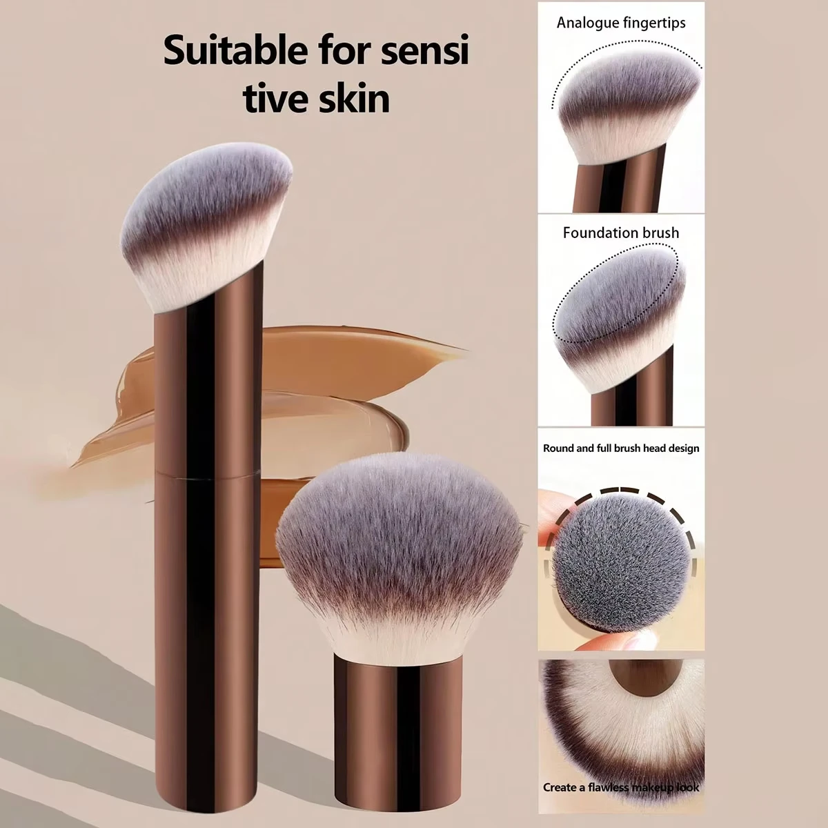 2pcs Professional Makeup Brush Set, Including Foundation Brush, Blush Brush, Powder Brush, Contour Brush, Highlighter Brush.