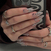 24 PCs Long French Fire Nails with 1 Jelly Gel and 1 Nail File
