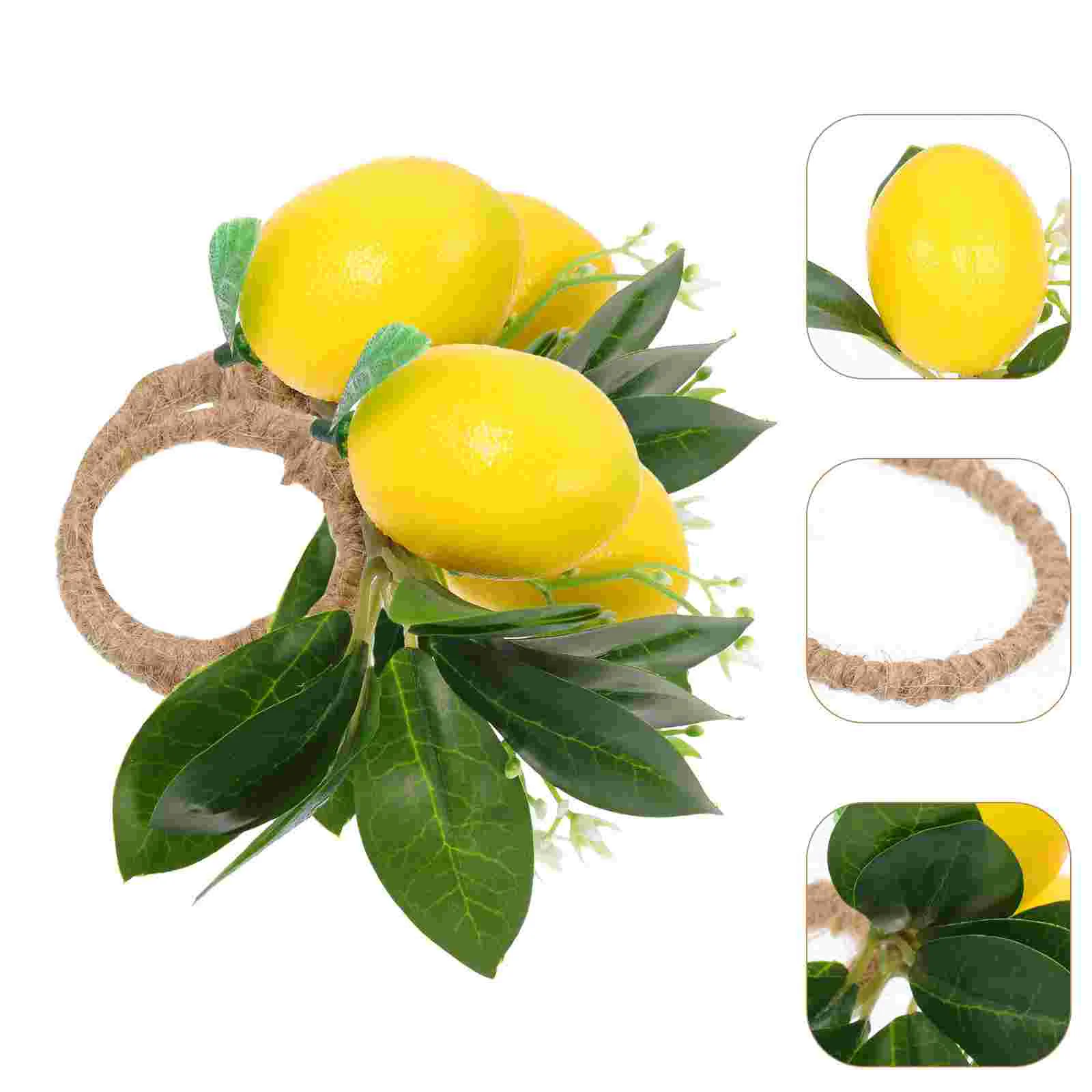 

4 Pcs Artificial Lemon Napkin Rings Decor Elegant Dinner Party Wedding Holiday Reception Centerpiece Adornment