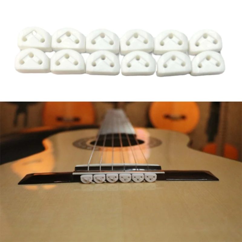 12Pcs Guitar String Ties Bridge Beads for Acoustic Guitar & Nylon String Guitar Classical Guitar Rollers String Trees