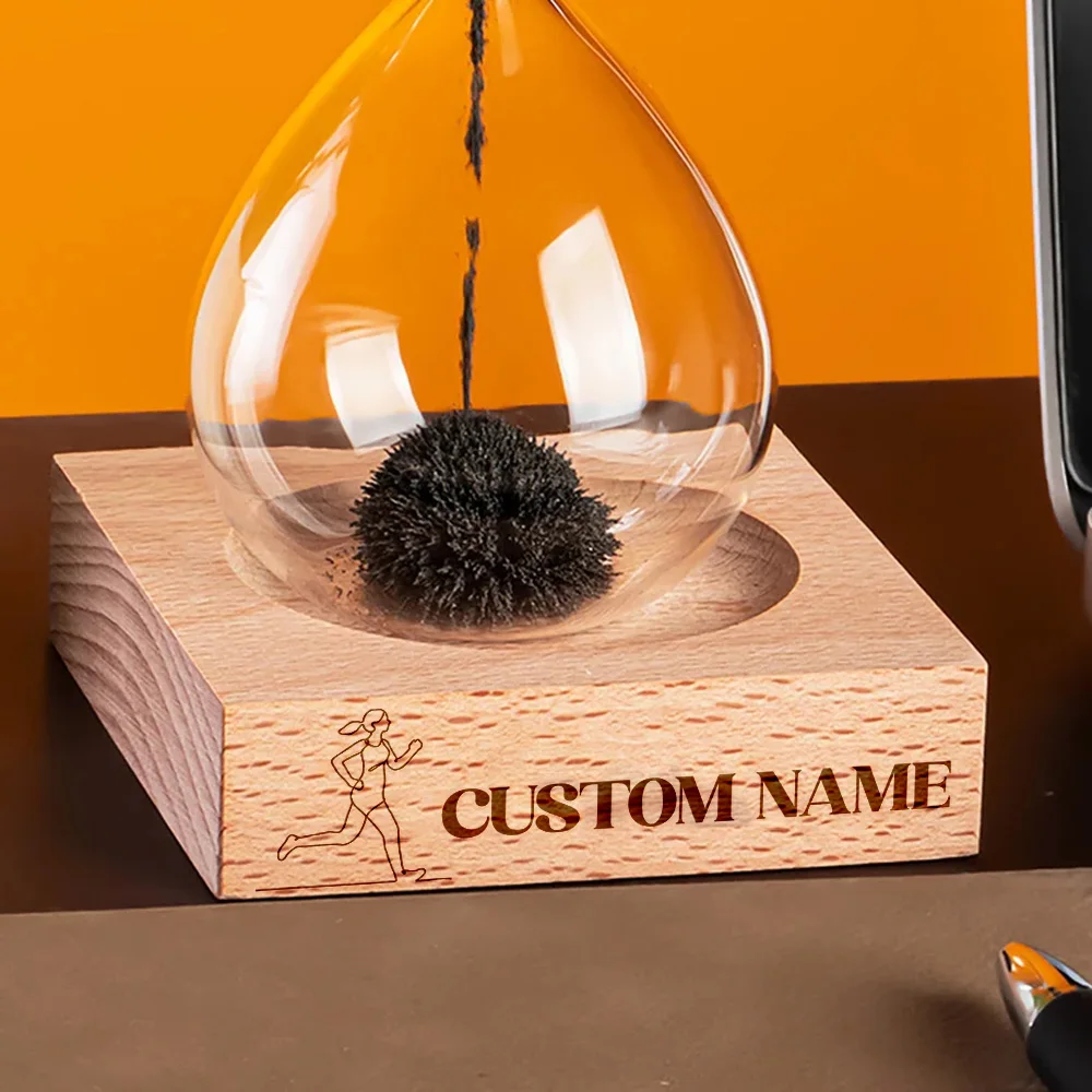 Reloj de arena de cristal magnético con nombre personalizado, deportivo, con Base, temporizador de arena para regalo de cumpleaños, mesa de dormitorio, 1 ud.