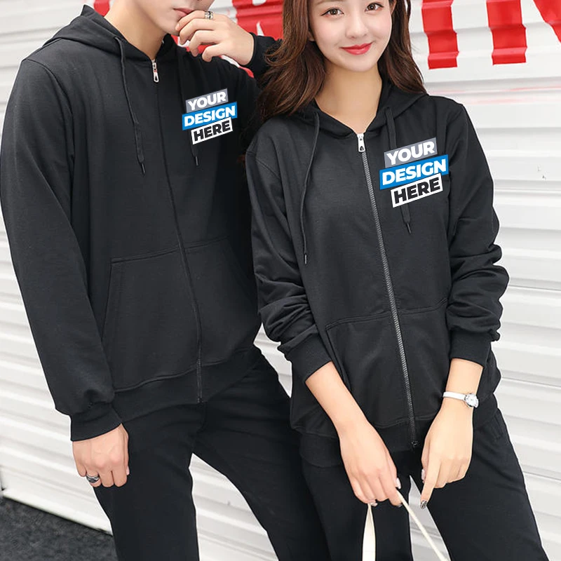 

Осень-зима индивидуальный дизайн логотипа для мужчин и женщин куртка с капюшоном в корейском стиле DIY печать пальто на молнии унисекс уличные куртки LS-902