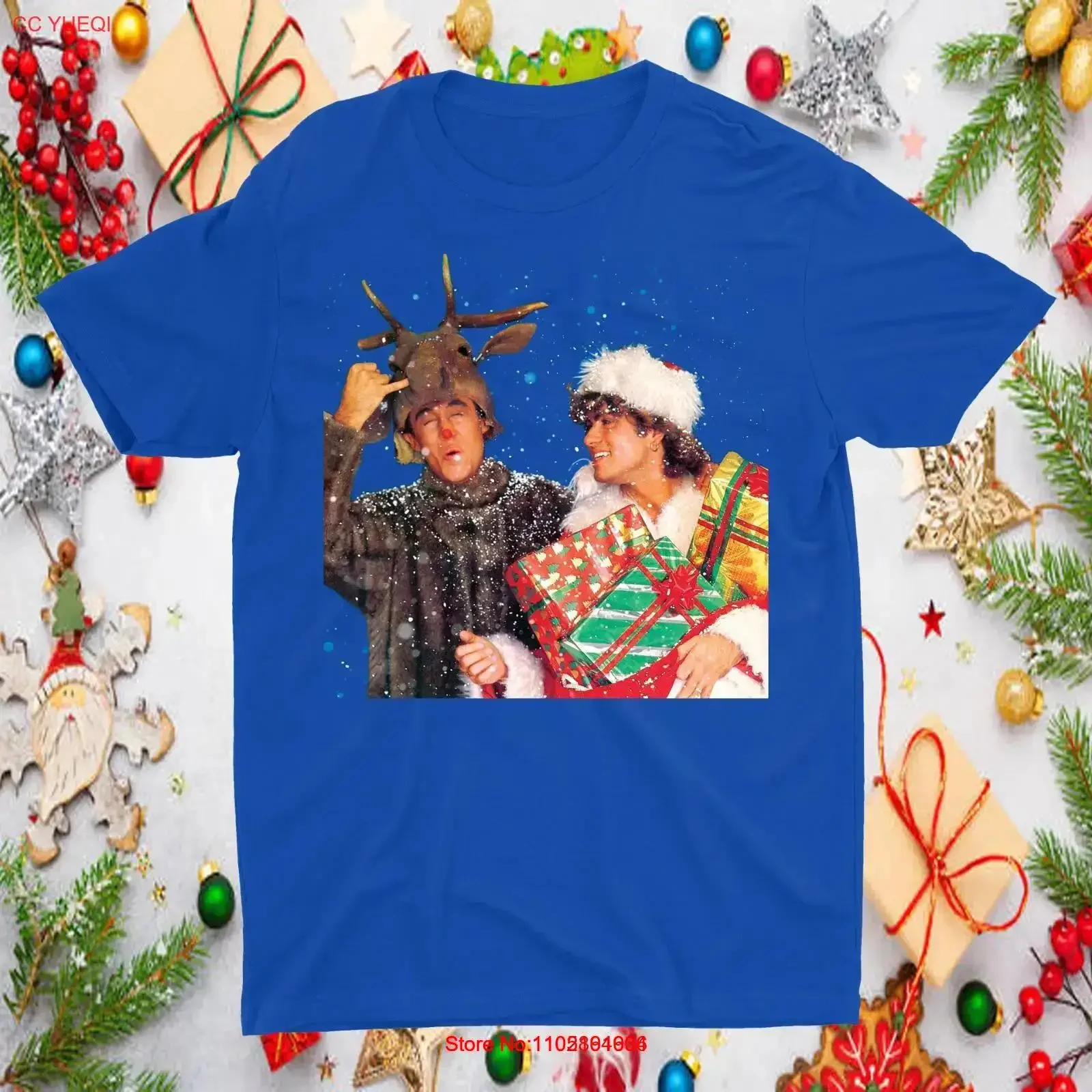 Wham Christmas George Michael Andrew Ridgeley T shirt JA129 vintage Washed graphic homme fashion Slightly Stylish streetwear