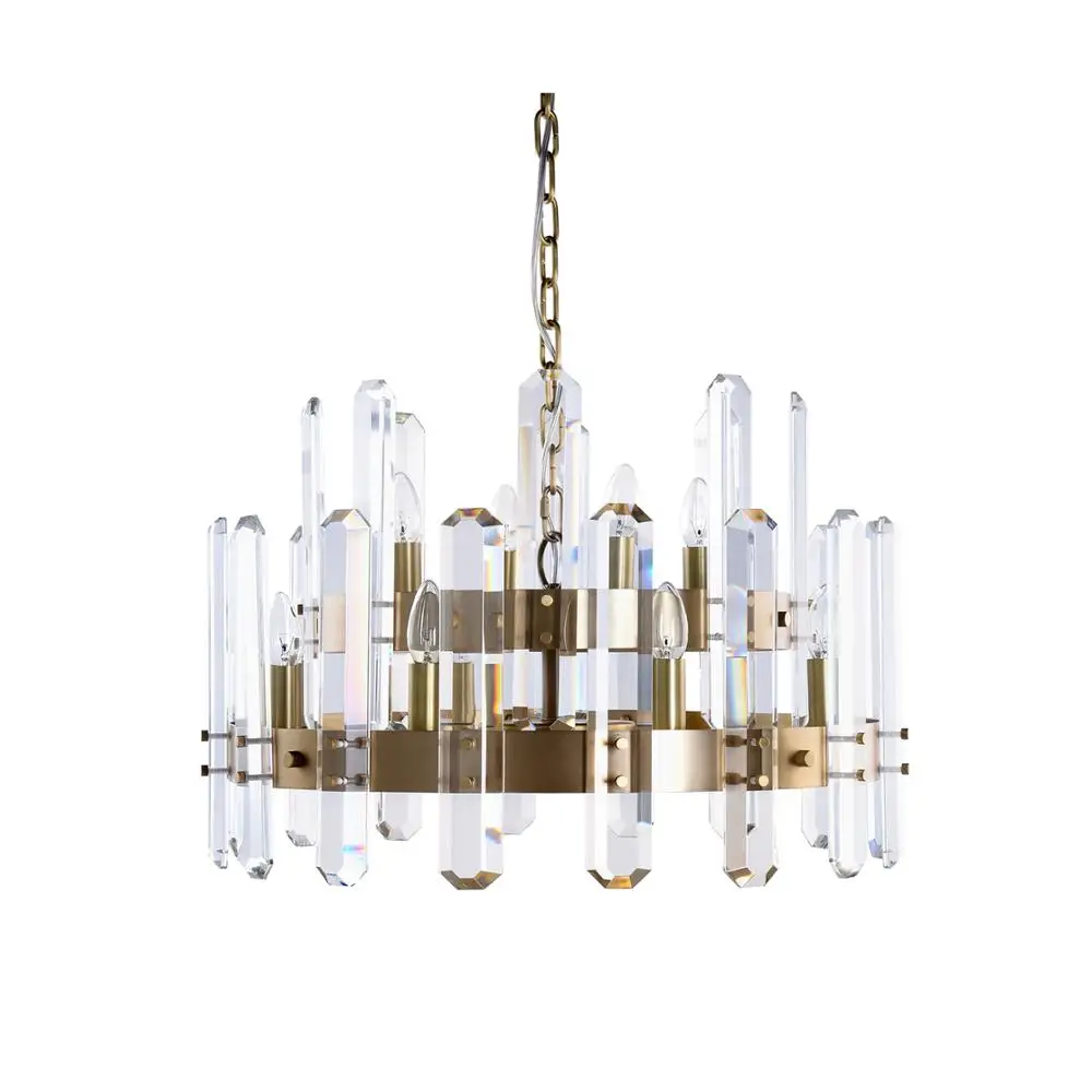 Contemporary Crystal Strip Big Brass And Crystal Chandelier for home hotel villa decoration